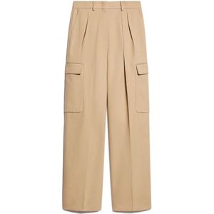 Sportmax, Broeken, Dames, Beige, XS, Katoen, Cargo Broek Beige Katoen Viscose