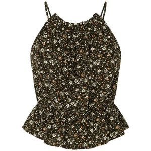 Pepe Jeans, Bloemen Top met Bandjes Zwart, Dames, Maat:L