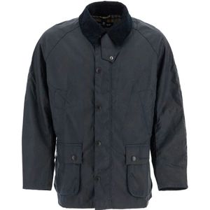 Barbour, Jassen, Heren, Blauw, M, Katoen, Gewaxte jas met raglanmouwen