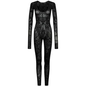 Mes Demoiselles, Zwarte Fujiko Jumpsuit - Lange Mouwen, Scoop Neck Zwart, Dames, Maat:S