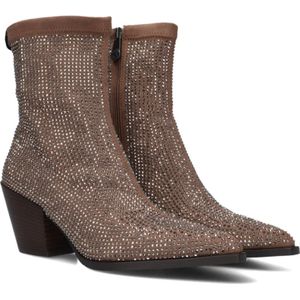 Pedro Miralles, Schoenen, Dames, Beige, 39 EU, Suède, Taupe Suède Enkellaarzen met Zilveren Studs