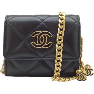 Chanel Vintage, Pre-owned, Dames, Zwart, ONE Size, Leer, Pre-owned Leather clutches