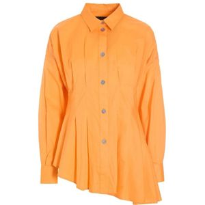 Bitte Kai Rand, Blouses & Shirts, Dames, Oranje, S, Katoen, Kern Katoen Asymmetrisch Shirt Zonsondergang Oranje