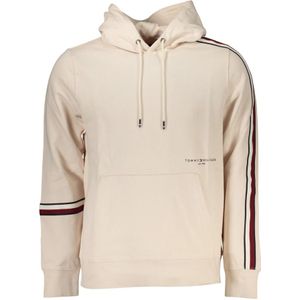 Tommy Hilfiger, Sweatshirts & Hoodies, Heren, Beige, L, Katoen, Hoodie Beige Lange Mouw Contrast Print