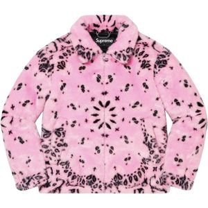 Supreme, Jassen, Heren, Roze, M, Bandana Faux Fur Bomber Jacket