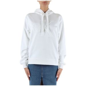 Calvin Klein Jeans, Sweatshirts & Hoodies, Dames, Wit, S, Katoen, Katoenen hoodie met geborduurd logo