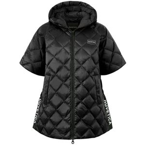 Duvetica, Jassen, Dames, Zwart, L, Zwarte Diamond-Quilted Lange Donsjas