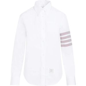 Thom Browne, Blouses & Shirts, Dames, Wit, S, Katoen, Witte Overhemd met Strepen