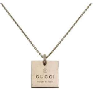 Gucci Vintage, Pre-owned Silver necklaces Grijs, Dames, Maat:ONE Size