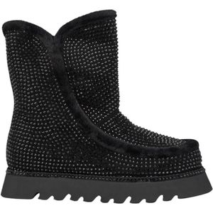 Alma EN Pena, Schoenen, Dames, Zwart, 37 EU, Glitter Bont Bootie