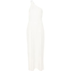 Calvin Klein, Vanilla Wit One-Shoulder Jurk Wit, Dames, Maat:S