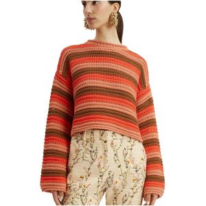 La DoubleJ, Chunky Stripe Crop Sweater Veelkleurig, Dames, Maat:XS