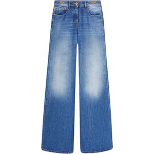 Versace, Stone Wash Denim Jeans Blauw, Dames, Maat:W26