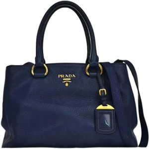 Prada Vintage, Tweedehands leren handtassen Blauw, Dames, Maat:ONE Size
