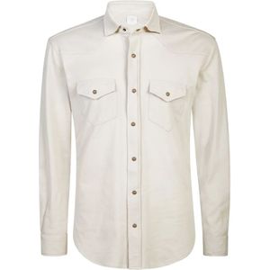 Eleventy, Overhemden, Heren, Beige, M, Katoen, Jersey Shirt Texas Model Giza Katoen