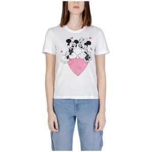 Only, Tops, Dames, Wit, L, Katoen, Mickey Valentine T-Shirt Collectie