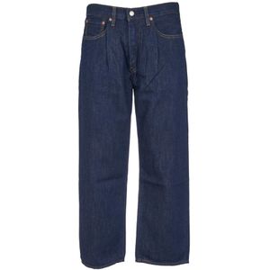 Levi's, Blauwe Geplooide Crop Jeans Blauw, Heren, Maat:W33