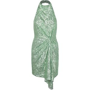 Nenette, Kleedjes, Dames, Groen, S, Polyester, Mint Sequin Open Rug Jurk