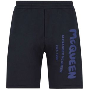 Alexander McQueen, Korte broeken, Heren, Blauw, M, Stijlvolle Shorts voor Heren