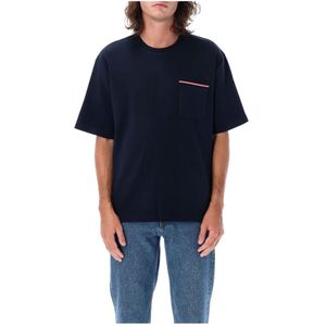 Thom Browne, Tops, Heren, Blauw, S, Katoen, Navy Oversized Zak T-shirt