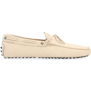 Tod's, Schoenen, Heren, Beige, 44 EU, Suède, Strik Voorkant Suède Loafers