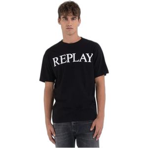 Replay, T-Shirts Zwart, Heren, Maat:M