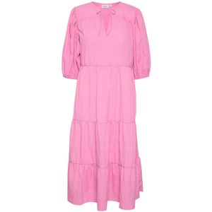 Saint Tropez, Feminine Maxi Jurk met Ruches en Relaxte Silhouet Roze, Dames, Maat:S