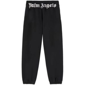 Palm Angels, Broeken, Heren, Zwart, M, Katoen, Zwarte Broek voor Mannen Aw 24