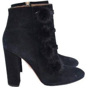 Aquazzura Pre-owned, Pre-owned Suede boots Zwart, Dames, Maat:39 EU