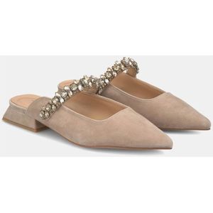 Alma EN Pena, Schoenen, Dames, Beige, 42 EU, Leer, Versierde puntige platte muiltje