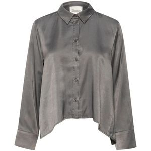 My Essential Wardrobe, Blouses & Shirts, Dames, Grijs, L, Polyester, Knot Shirt Blouse Smoked Pearl
