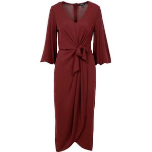 Ralph Lauren, Kleedjes, Dames, Rood, L, Elegante Bordeaux Midi Jurk met Wikkelrok