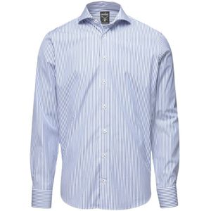 Van Laack, Overhemden, Heren, Blauw, S, Katoen, Marineblauw Gestreept Slim Fit Business Overhemd