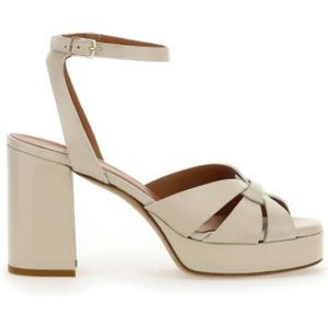 Guglielmo Rotta, Schoenen, Dames, Beige, 37 1/2 EU, Leer, Chelsea Leren Sandaal in Gesso