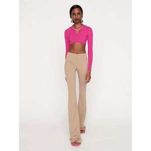 Jacquemus, Broeken, Dames, Beige, M, Wol, Hoge Taille Flare Broek