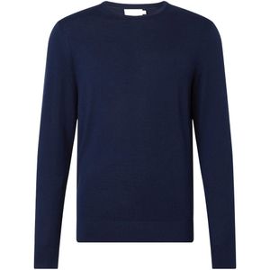 Calvin Klein, Truien, Heren, Blauw, S, Wol, Ronde Hals Gebreide Trui