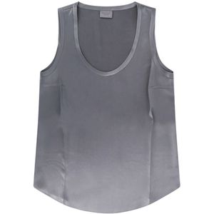 Brunello Cucinelli, Zijden Crew-neck Top Grijs, Dames, Maat:S