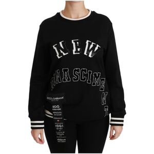 Dolce & Gabbana, Sweatshirts & Hoodies, Dames, Zwart, 2Xs, Katoen, Paillet Renaissance Sweater
