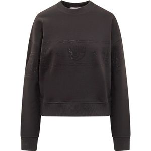 Chiara Ferragni Collection, Sweatshirts & Hoodies, Dames, Zwart, S, Strass Sweatshirt