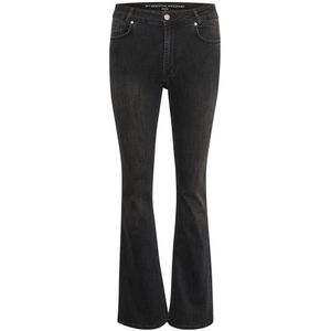 My Essential Wardrobe, Hoge Bootcut Zwarte Wassing Broek Zwart, Dames, Maat:W32 L32