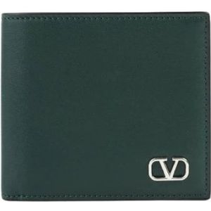 Valentino Garavani, Groene VLogo portemonnee van glad leer - Kleur: Vert, Maat: OS Groen, Dames, Maat:ONE Size