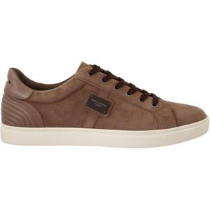 Dolce & Gabbana, Schoenen, Heren, Bruin, 40 EU, Suède, Bruine Suède Leren Sneakers