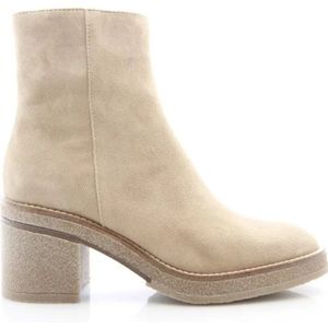 Alpe, Beige Suède Enkellaars met Rits Beige, Dames, Maat:39 EU