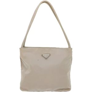 Prada Vintage, Beige Canvas Prada Tote Tas Beige, Dames, Maat:ONE Size