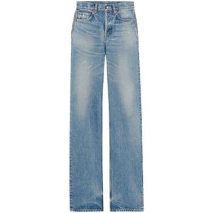 Saint Laurent, Jeans, Dames, Blauw, W31, Katoen, Straight Jeans