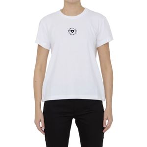 Stella McCartney, Tops, Dames, Wit, XS, Katoen, Witte Biologisch Katoenen T-Shirt met Logo