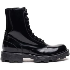 Diesel, D-Hammer BT - Combat boots in glossed leather Zwart, Heren, Maat:41 EU
