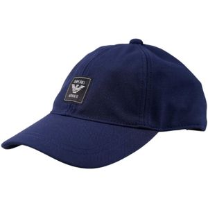 Emporio Armani, Accessoires, Heren, Blauw, ONE Size, Katoen, Logo Patch Cap - Blauw