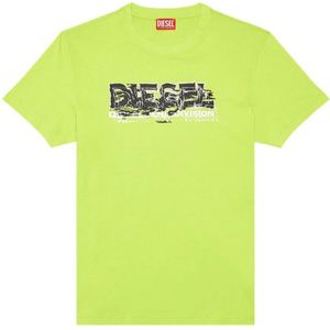 Diesel, Tops, Heren, Groen, XL, Katoen, Groene Slim Fit Biologisch Katoenen T-shirt