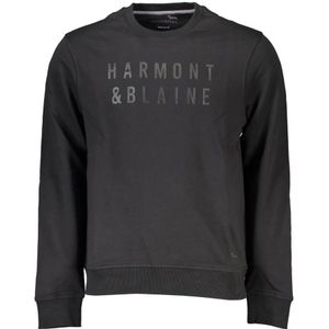 Harmont & Blaine, Sweatshirts & Hoodies, Heren, Zwart, M, Zwarte Sweatshirt met Lange Mouwen en Logo Print